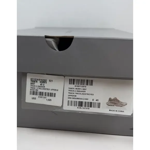 Size 45EU/12US - Balenciaga Track.3 Sneaker Dark Beige⌛️NEW/RETAIL $1K!